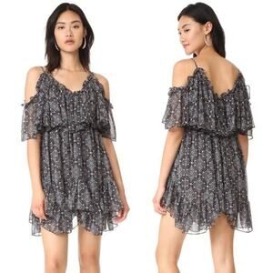 Misa Los Angeles Cold Open Shoulder Geometric Ruffle Dress